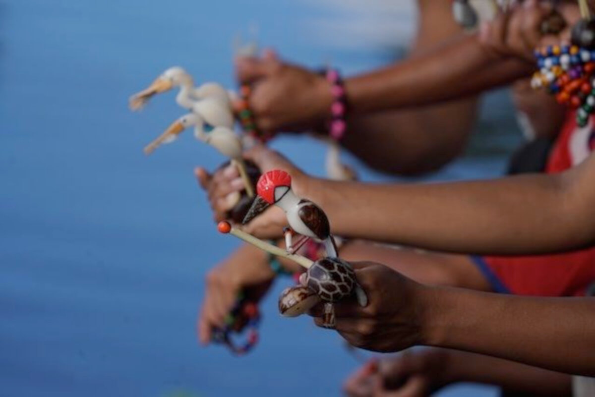 Children holding toys